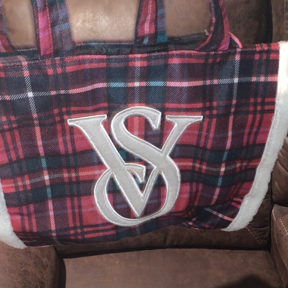 Victoria's Secret Red and Black Plaid Tote
